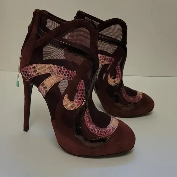 ROBERTO CAVALLI Python, Suede and Mesh Ankle Boots - Picture 14 of 14